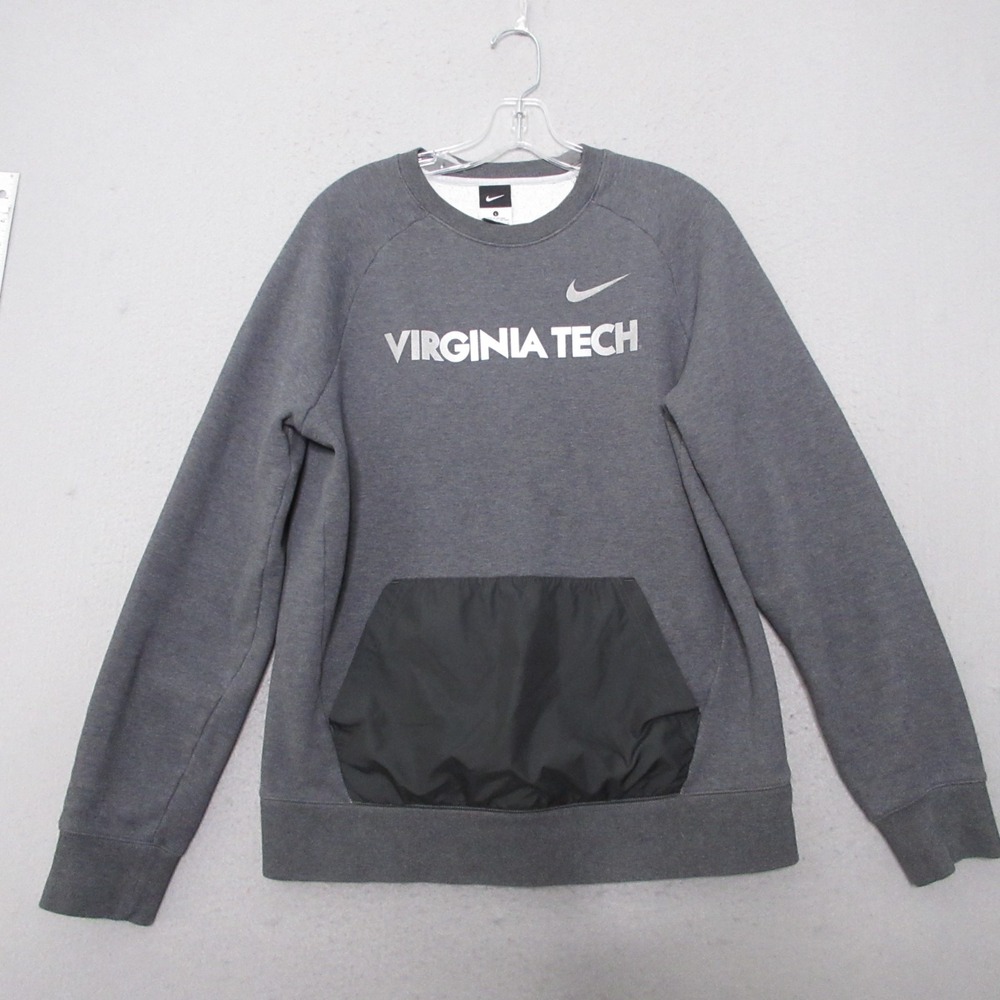 Nike Virginia Tech Sweatshirt Large Gray Pocket Hybrid Crew Pullover Fleece